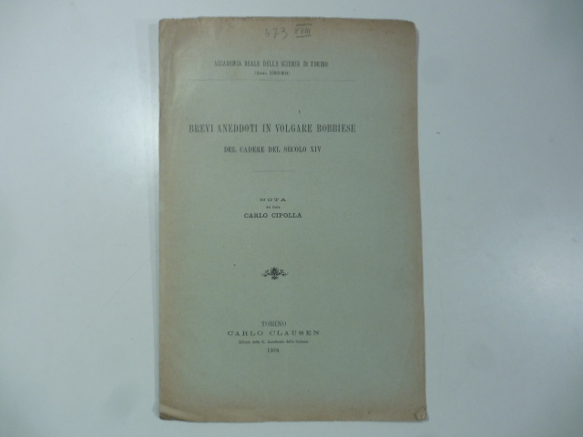 Brevi aneddoti in volgare bobbiese del cadere del secolo XIV. Nota